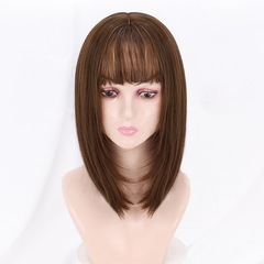 かつら女性ロングヘアインターネット有名人ナチュラルフルヘッドギアミディアムロングヘア気質顔整形鎖骨髪ショートヘアセットロングストレートヘア