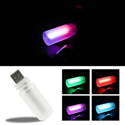 Cross-Border Car USB Indoor Glass Bottle Touch Light, Colorful Ambient Light, Plug-And-Play Bedroom Car Light