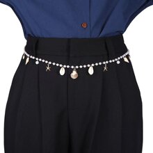欧美跨境饰品波西米亚沙滩仿珍珠贝壳海星腰链女比基尼海螺身体链