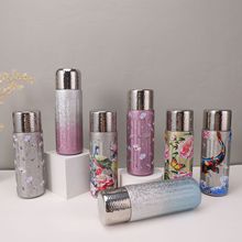 高颜值国风覆钛保温杯双层真空弹跳直饮杯轻奢商务伴手礼礼品水杯