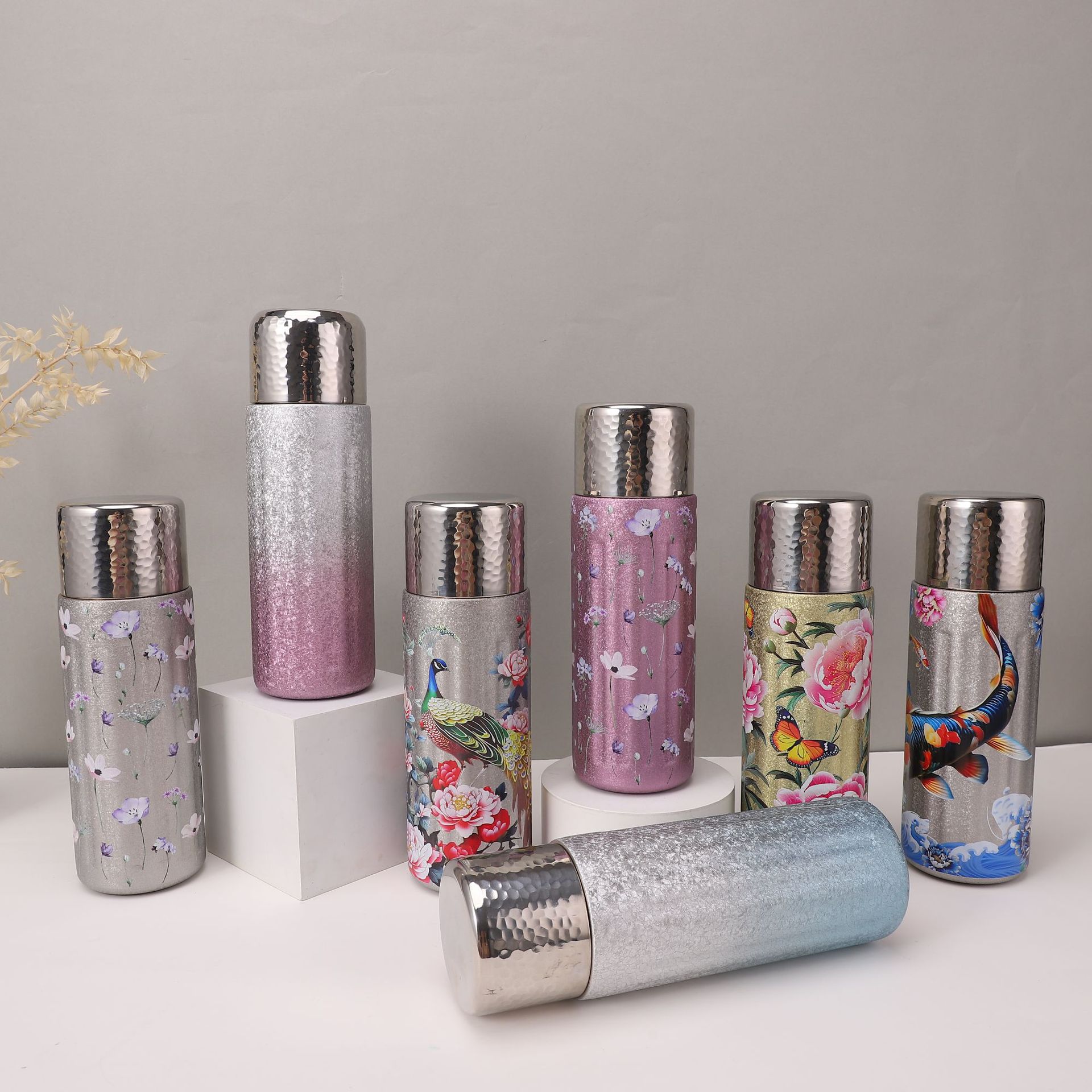 高颜值国风覆钛保温杯双层真空弹跳直饮杯轻奢商务伴手礼礼品水杯