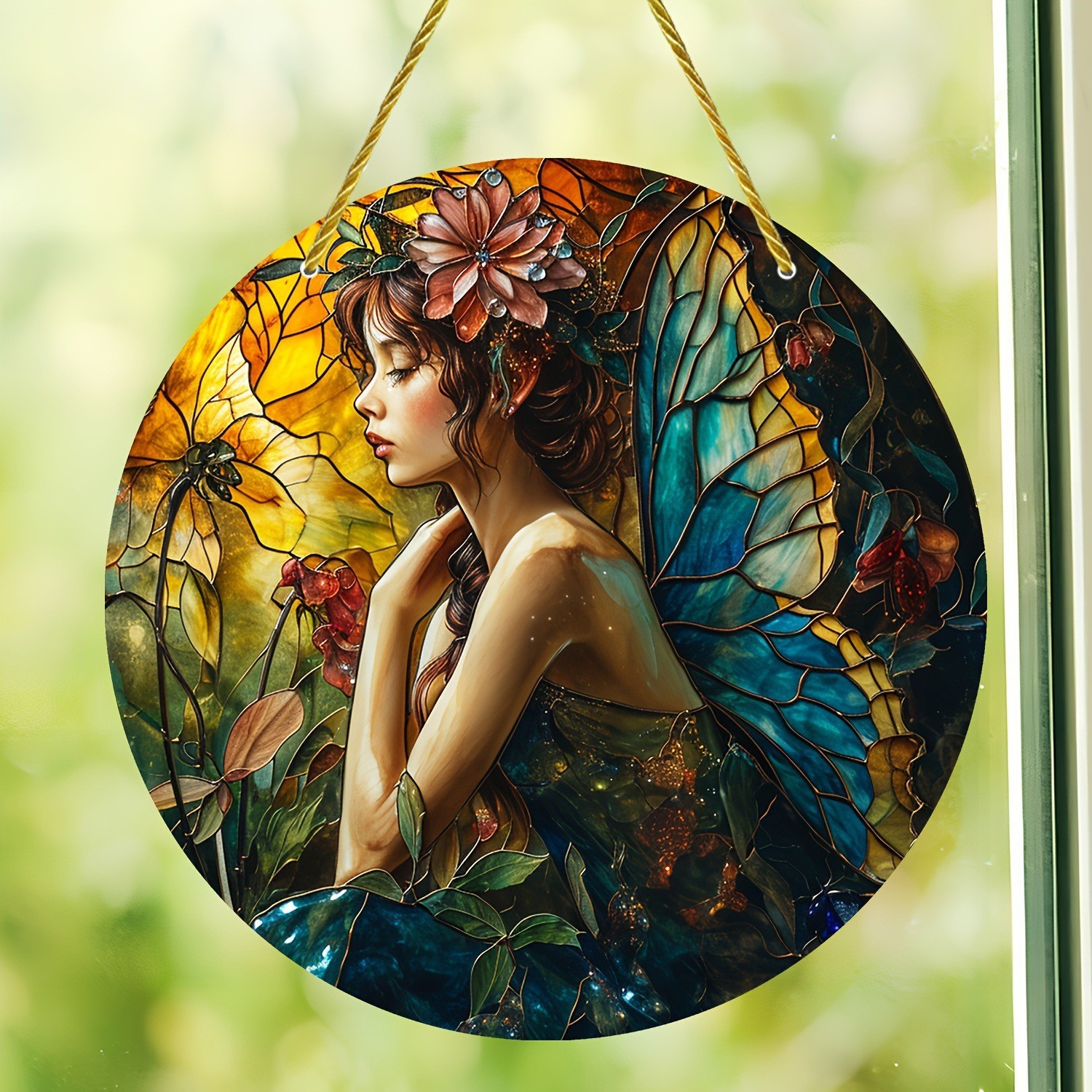Decoración creativa transfronteriza acrílica disco plano colgar princesa de cuento de hadas belleza figura de captura de sol ventana decoración porche