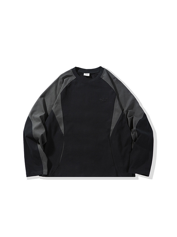 ATBORDER 2025 春の新日本レトロコントラストカラースプライシングラウンドネックスウェットシャツトレンディなカップル Tシャツ男性用