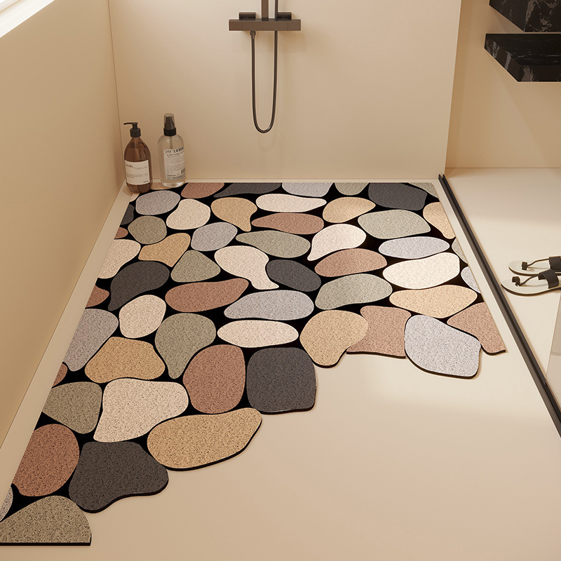 Bathroom Anti-Slip Mat Cutting Silk Loop Toilet Mat Hollow Anti-Slip Drain Mat Household Toilet Dirt-Resistant Foot Mat