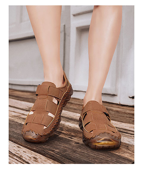 Sandali uomo in pelle casual slip-on da spiaggia per l'estate_voghion.com