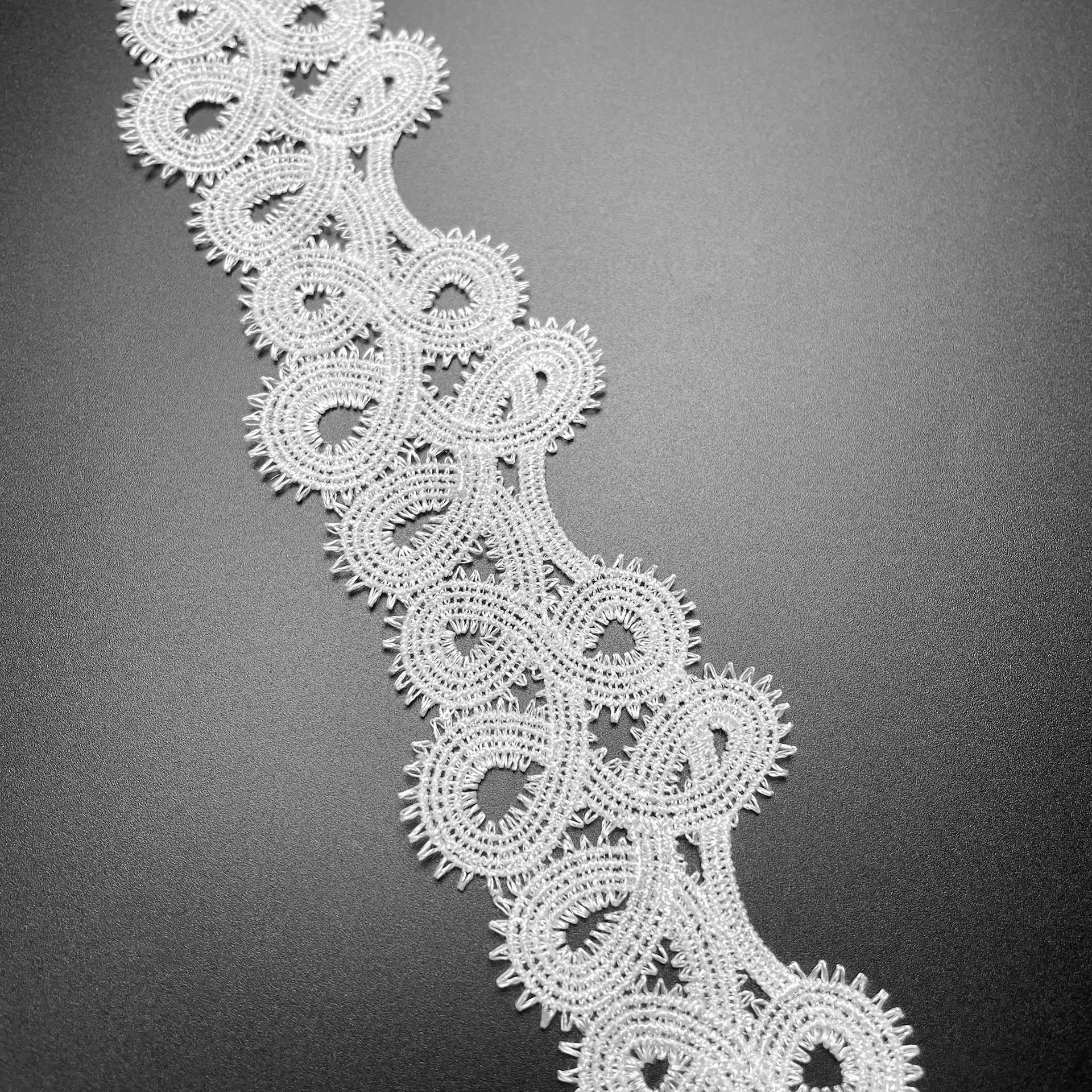 百花丛细线水溶涤纶丝花边 4.8cm睫毛涤纶花边 几何波浪水纹裙摆