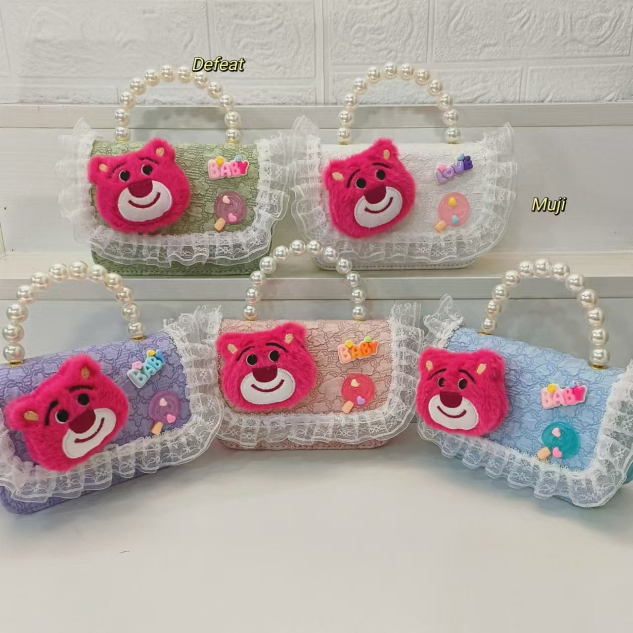 Bolso de perlas bolso de hombro bolso de cambio bolso de princesa bolso de dibujos animados bolso de fresa oso bolso de niños bolso de cadena