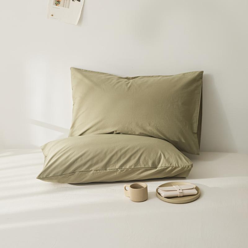 Algodón de alta calidad 60s una sola funda de almohada de algodón lavado con agua funda de almohada de algodón de color sólido funda de almohada de piel un par de 100 funda de almohada de algodón
