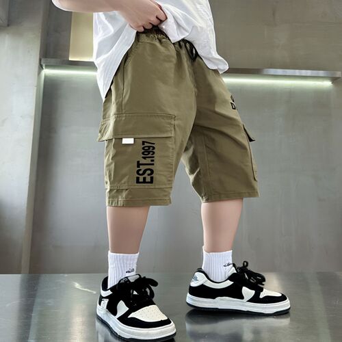 Boys 'mid-pants 2025 children's clothing quarter pants, cotton, middle and small children's summer loose shorts, overalls, all-match, boys' fashion