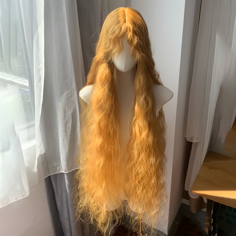 Cross-border hot gold 1 meter wool roll wig European and American style lolit lazy fluffy full head cover factory wholesale