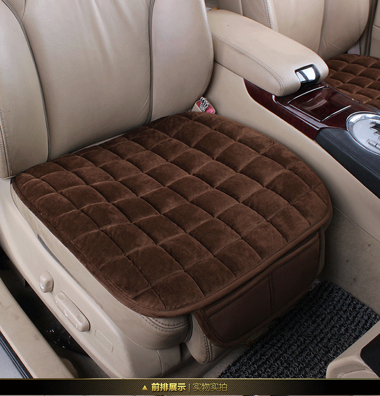 Car seat cushion winter short plush non-slip three-piece set, rear single-piece small three-piece checkered plush car seat pad