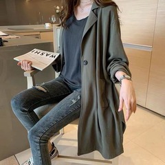 新型2023春秋婦人服ネット赤ファッションゆるい英倫風大サイズの中長サイズの復古風衣コート潮牌