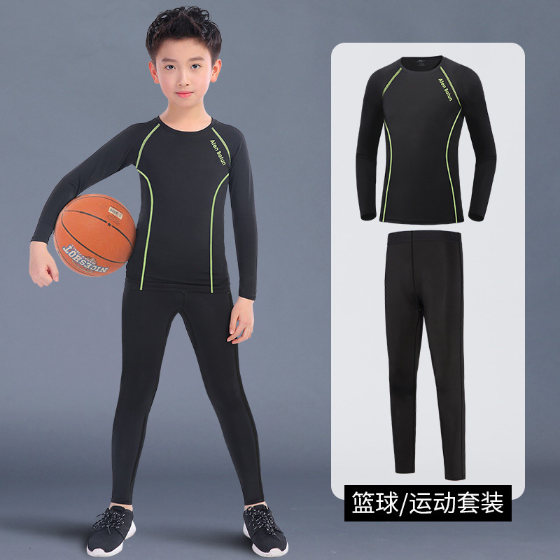 Invierno ajustada juego de baloncesto de niños entrenamiento de entrenamiento de entrenamiento de invierno de otoño y acondicionamiento físico de fútbol ropa interior para niños ropa de base