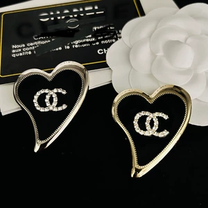 New Xiangjia Enamel Brooch with Diamond Women's Fashion Double C Letter Collar Pin Coat Jewelry All-match Pin Corsage