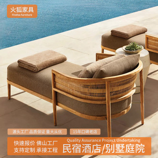 户外柚木沙发组合室外庭院阳台户外实木沙发别墅名宿露台休闲家具-阿里巴巴