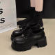 French Style Small Thick Sole Leather Shoes 2025 Spring and Autumn New British Platform Shoes Lace-up Mary Jane Love Shoes