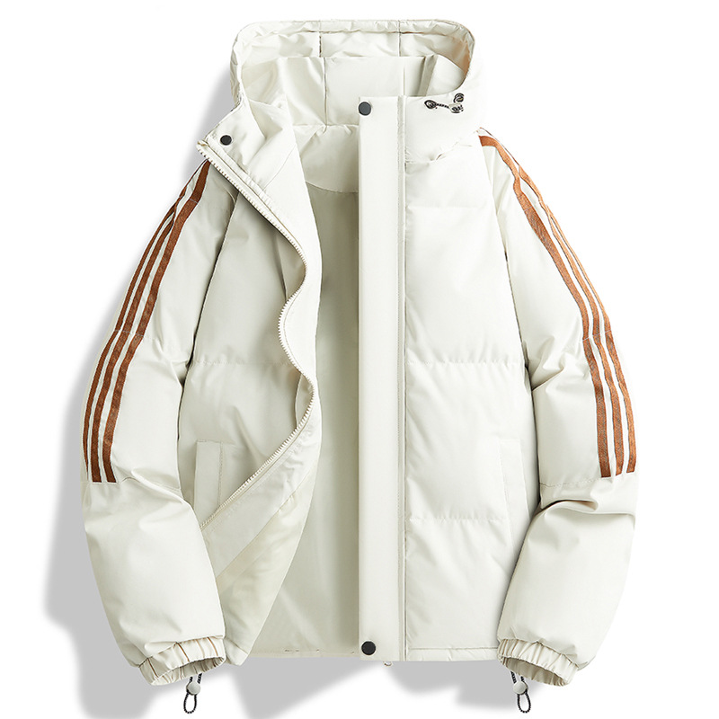 Invierno nueva pareja tres barras ropa de algodón marca de moda deportiva ocio juvenil popular encapuchado al aire libre chaqueta de algodón gruesa