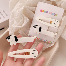 日韩可爱奶白亚克力小狗发夹少女心鸭嘴夹碎发刘海夹边夹发卡发饰