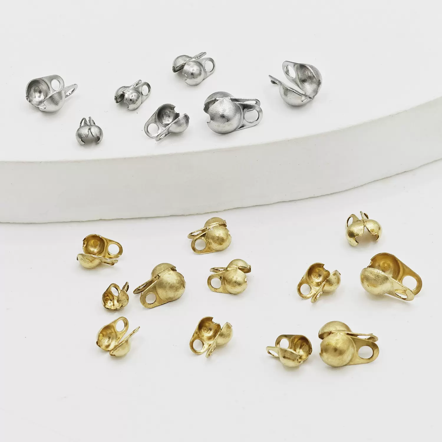 DIY项链材料不锈钢包仔扣双胞扣 双头包扣双边扣 豌豆仔