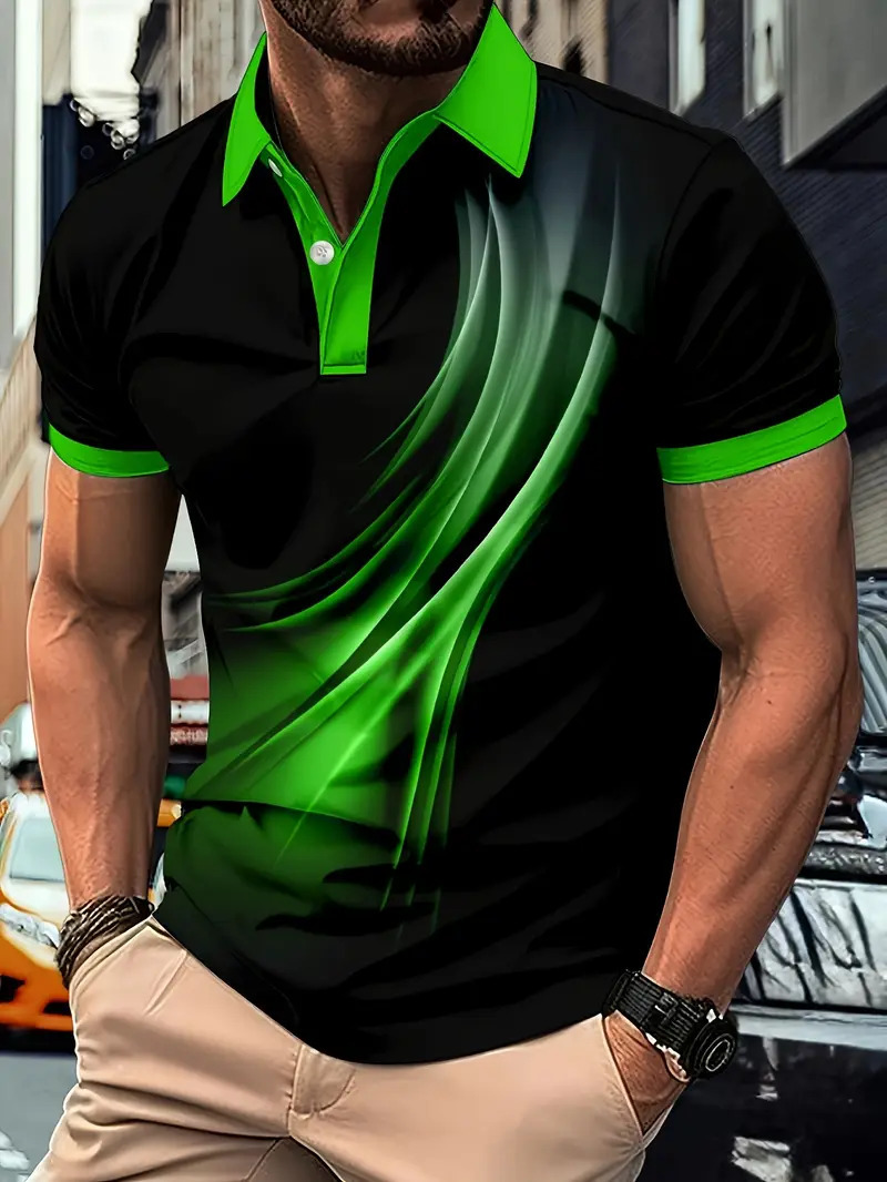 Comercio electrónico transfronterizo comercio exterior nuevos productos tops para hombres gráficos geométricos impresión 3D casual solapa camisa POLO MB13