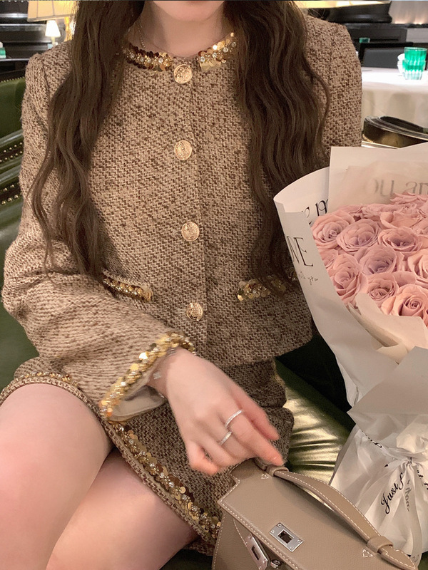 设计感小香风绝美小套装裙巨好看的韩系小个子两件套时尚千金名媛|undefined