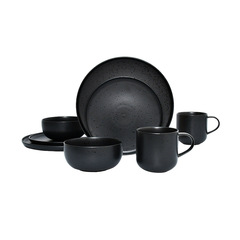 matte black spot porcelain dinnerware plate set of 16 12 4