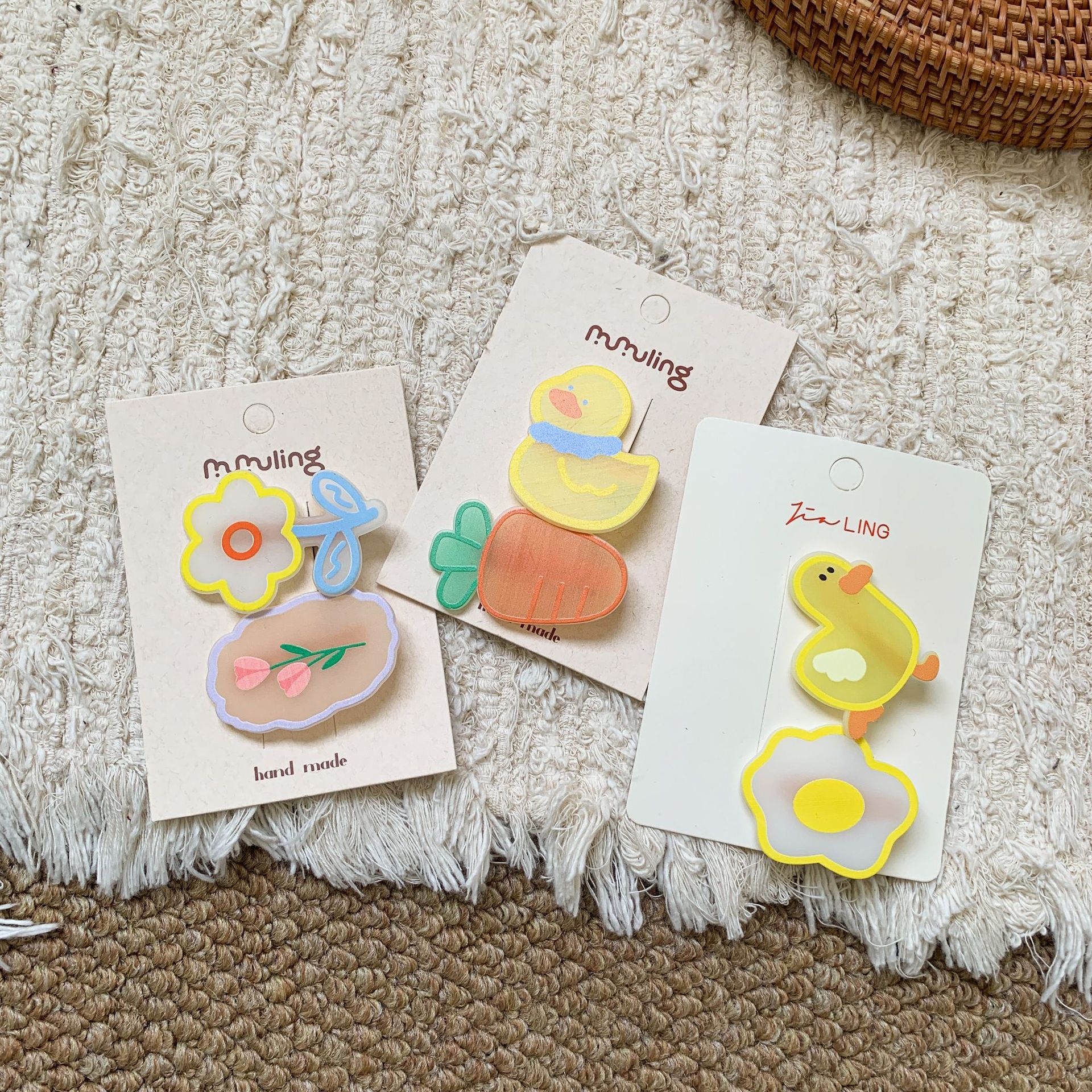 Sugar Pear ropa infantil clip de cabello de dibujos animados para niños 2026 clip de acrílico para niñas clip de borde para bebés peluche clip accesorios clip de cabello