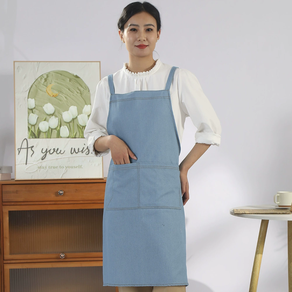 Внешняя торговля джинсовый холст фартук оптовая трансграничная кофейная кухня цветочный чай с молоком с высокой стоимостью рабочая одежда может быть напечатана с логотипом