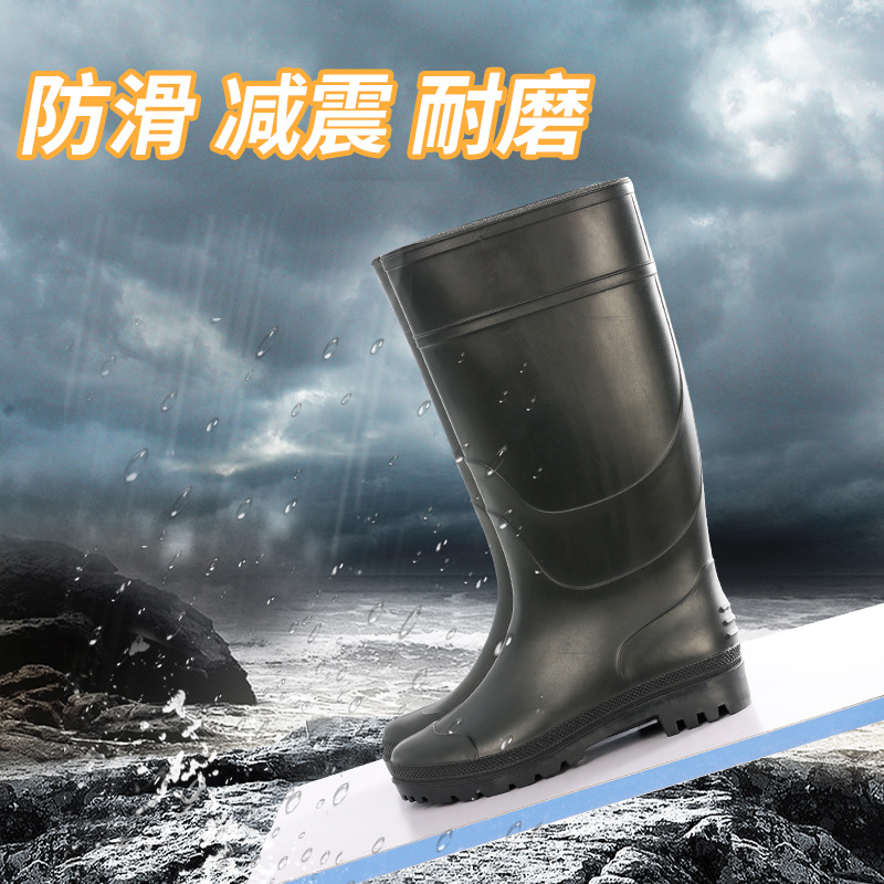 Nuevas botas de lluvia de gran tamaño para hombre, botas de lluvia negras mate de caña alta, engrosadas, antideslizantes, de protección laboral, resistentes al desgaste, zapatos impermeables.