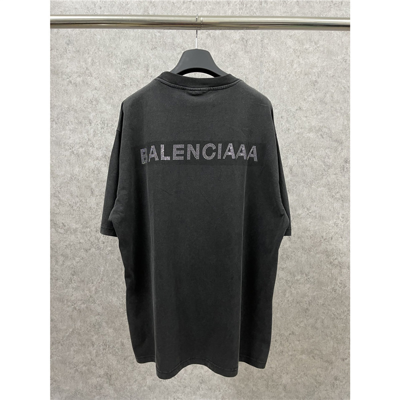 クロスボーダー ハイバージョン B Home 25SS 夏 バック クラシック ロゴ ホット ダイヤモンド ウォッシュド 半袖 Tシャツ ゆったり 男女兼用|undefined