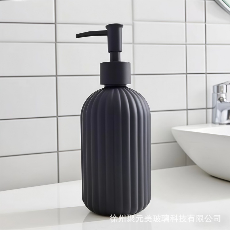 Botella de emulsión de vidrio de lujo ligeramente nórdica botella de jabón de presión botella de champú de baño de alto valor facial