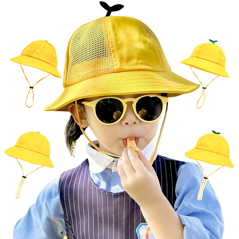 儿童小黄帽定制 幼儿园小学生丸子头渔夫帽男女童日系宝宝儿童帽
