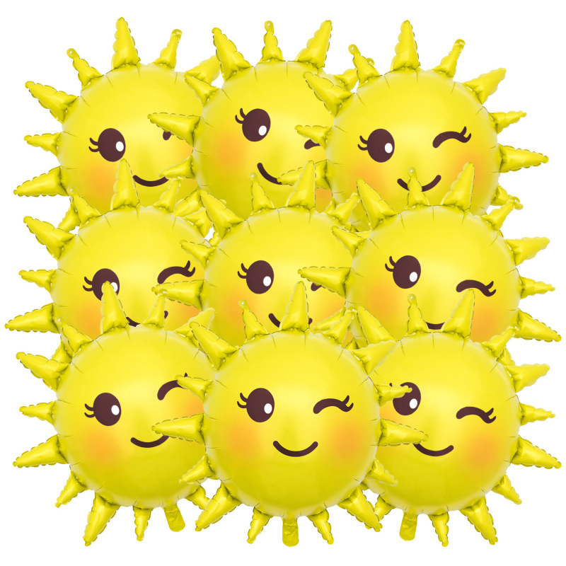 Single-card aluminum foil balloon, individually packaged sun-shaped balloon, new cross-border smiling sun aluminum foil balloon Single-card aluminum foil balloon, individually packaged sun-shaped balloon, new cross-border smiling sun aluminum foil balloon