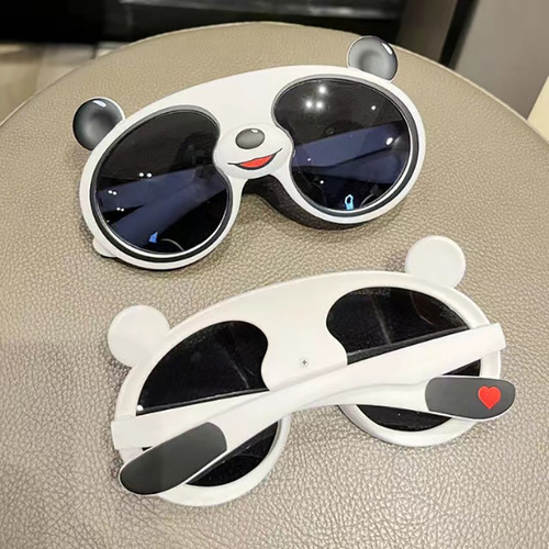 2022熊猫卡通眼镜男女儿童偏光墨镜可爱太阳硅胶眼镜批发
