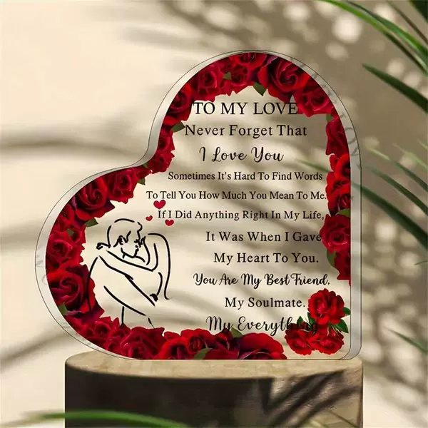Cross-border heart-shaped acrylic custom ornaments, creative home decor, couple's birthday gift, desktop decoration souvenir