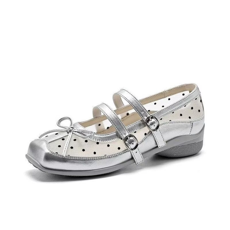 2026 nuevos zapatos de verano con arco de botón superficial zapatos de malla simple zapatos deportivos casuales transpirables