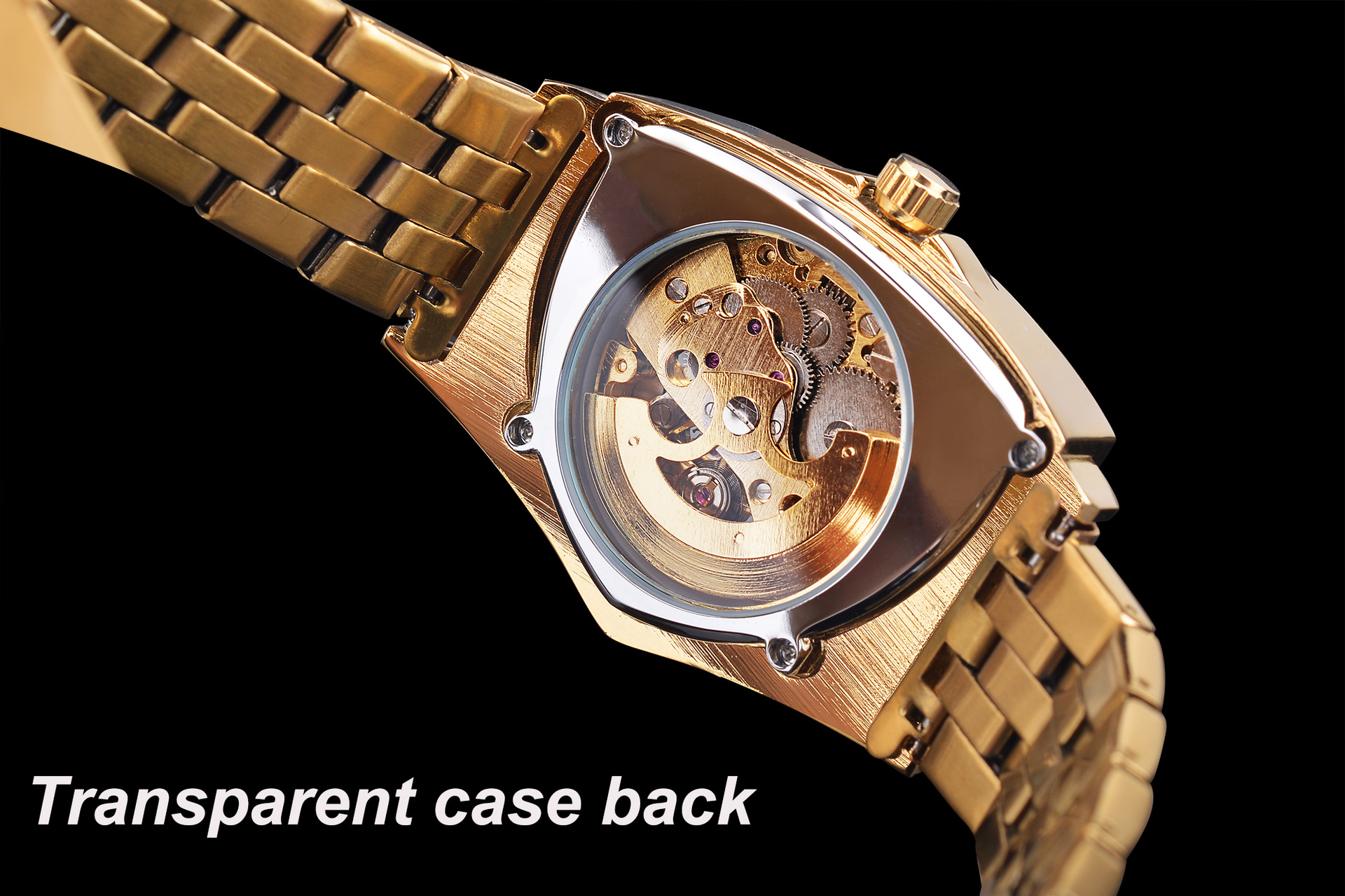 Men's Automatic Watch Triangular Dial Hollow Stainless Steel_voghion.com