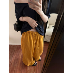 3450# 蕉美·老钱风棉麻休闲裤直筒慵懒弯刀裤