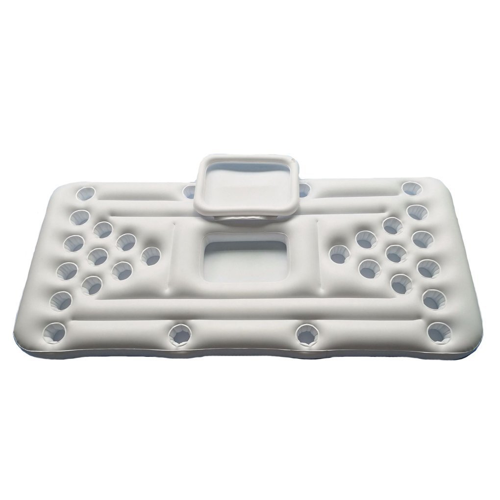 Mesa inflable de beer pong con 28 orificios para vasos, hamaca flotante, mesa de juego para cerveza, canal de hielo para entretenimiento, disponible en stock del fabricante.