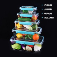 高透明保冷箱商用両側に果物弁当箱食品級露店展示アクリル密封収納箱を掛けます。