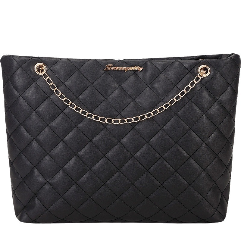 2024 bolsas de cadena de alto nivel de diamante bordadas bolsas de hombro S marca de gran capacidad bolsas de cubo comercio exterior al por mayor
