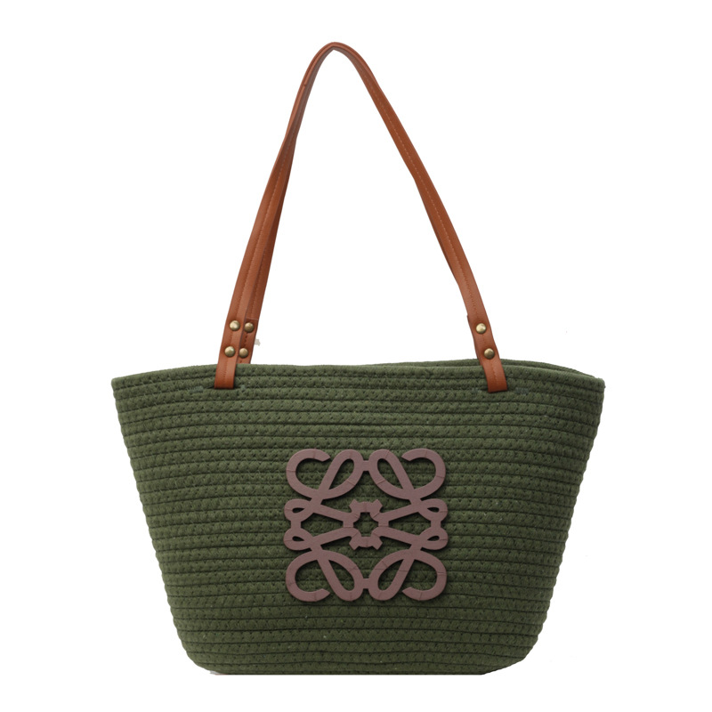 Large Capacity Casual Woven Handbag - New Cross-Border Vacation Beach Bag, Fashionable Shoulder Tote Bag For Women - Thumbnail 8