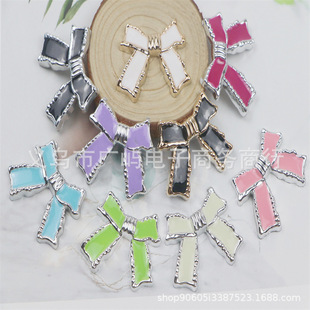 Painted Bow Resin Accessories Cartoon Korean Style Kidsren's Hair Accessories Handmade DIY Jewelry Accessories Mobile Phone Case Patch