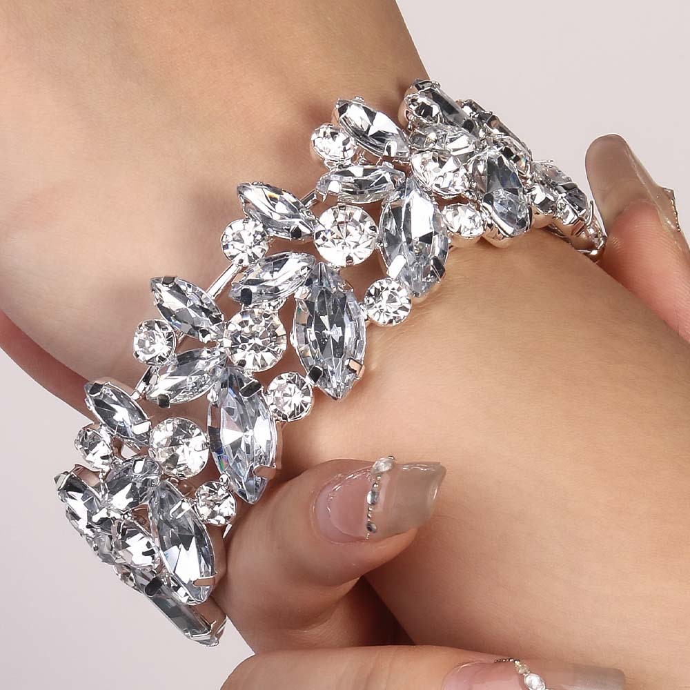 Aliexpress caliente brazalete de diamante exagerado brazalete de apertura para niñas de alto nivel accesorios de escenario Brazalete