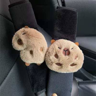 Sürətlər qutusu və əl tormozu başlıqları Seat Belt Shoulder Pad - capybara-head-capybara-body-black-shoulder-pads-2-pack