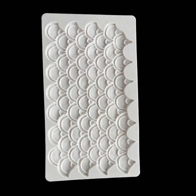 Pastel de fondant de panal de diamantes horneados de bricolaje, molde decorativo de borde de escamas de pescado, molde de silicona con textura de ondas de agua de olas del mar