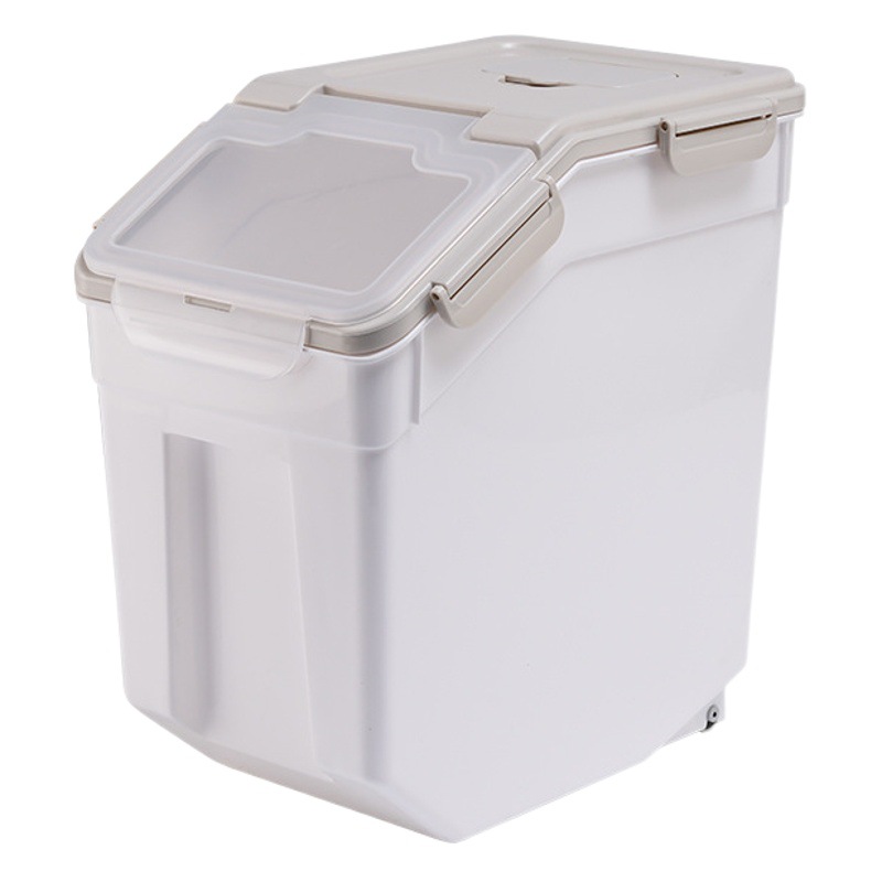 50kg hogar cocina arroz cubo a prueba de humedad a prueba de insectos 30kg sellados engrosada arroz olla harina grande de plástico Cubo de arroz caja