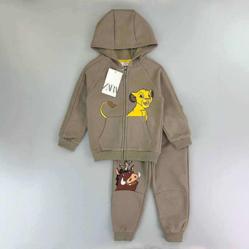 Children's Zipper Pullover Sweatshirt with Cartoon Print, Autumn Casual Versatile Jacket for 2-8 Year Old Boys, Three-Piece Set
