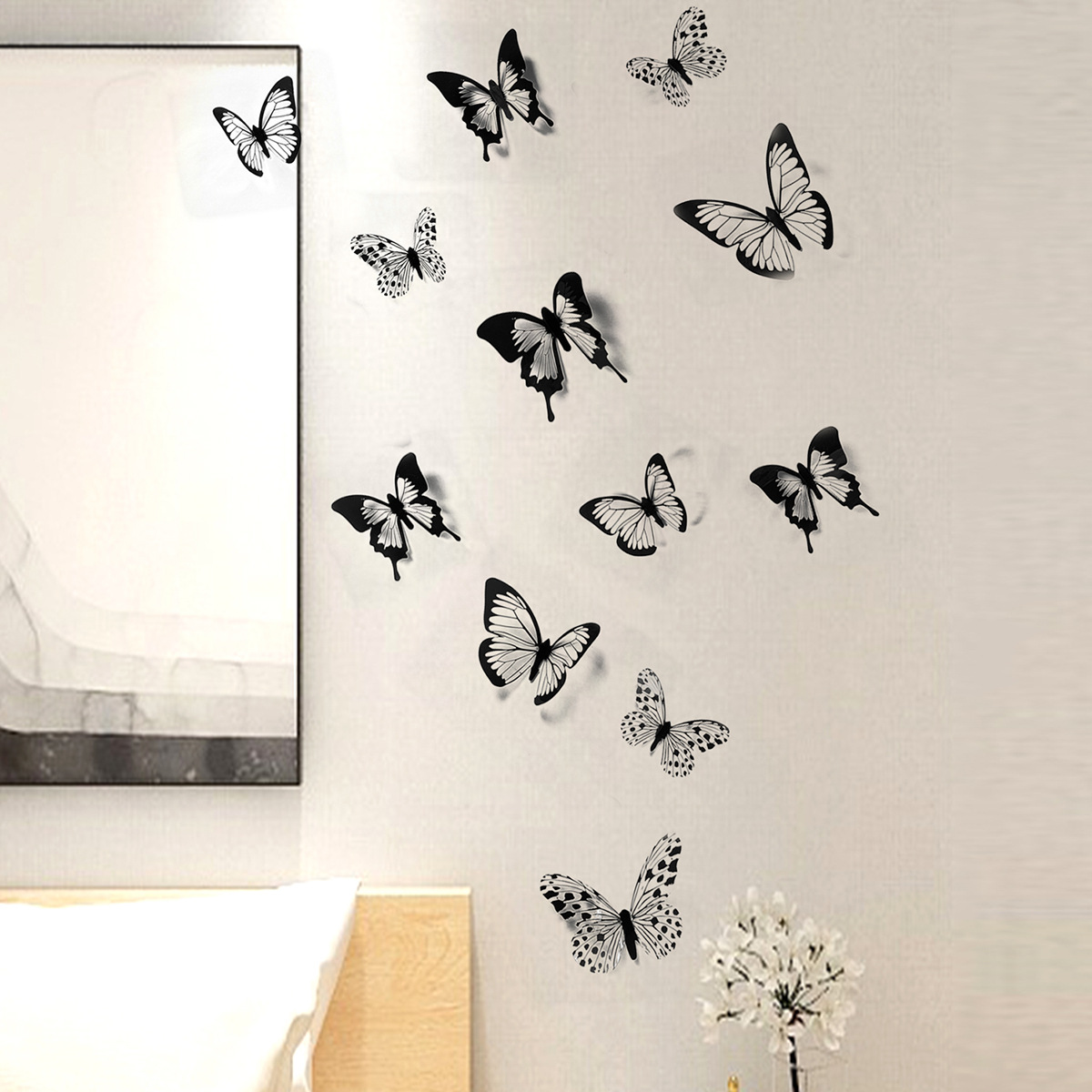 3D Three-Dimensional Black Textured Butterfly Festive Decorations For Living Room And Bedroom Wall Stickers Manufacturer_voghion.com