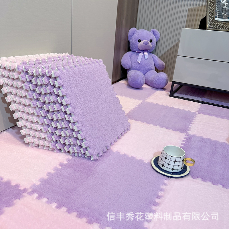 カーペット寝室フルルームぬいぐるみベッドサイドブランケット女の子ホームリビングルームフォームフロアマットスプライシング毛皮のようなカーペット|undefined